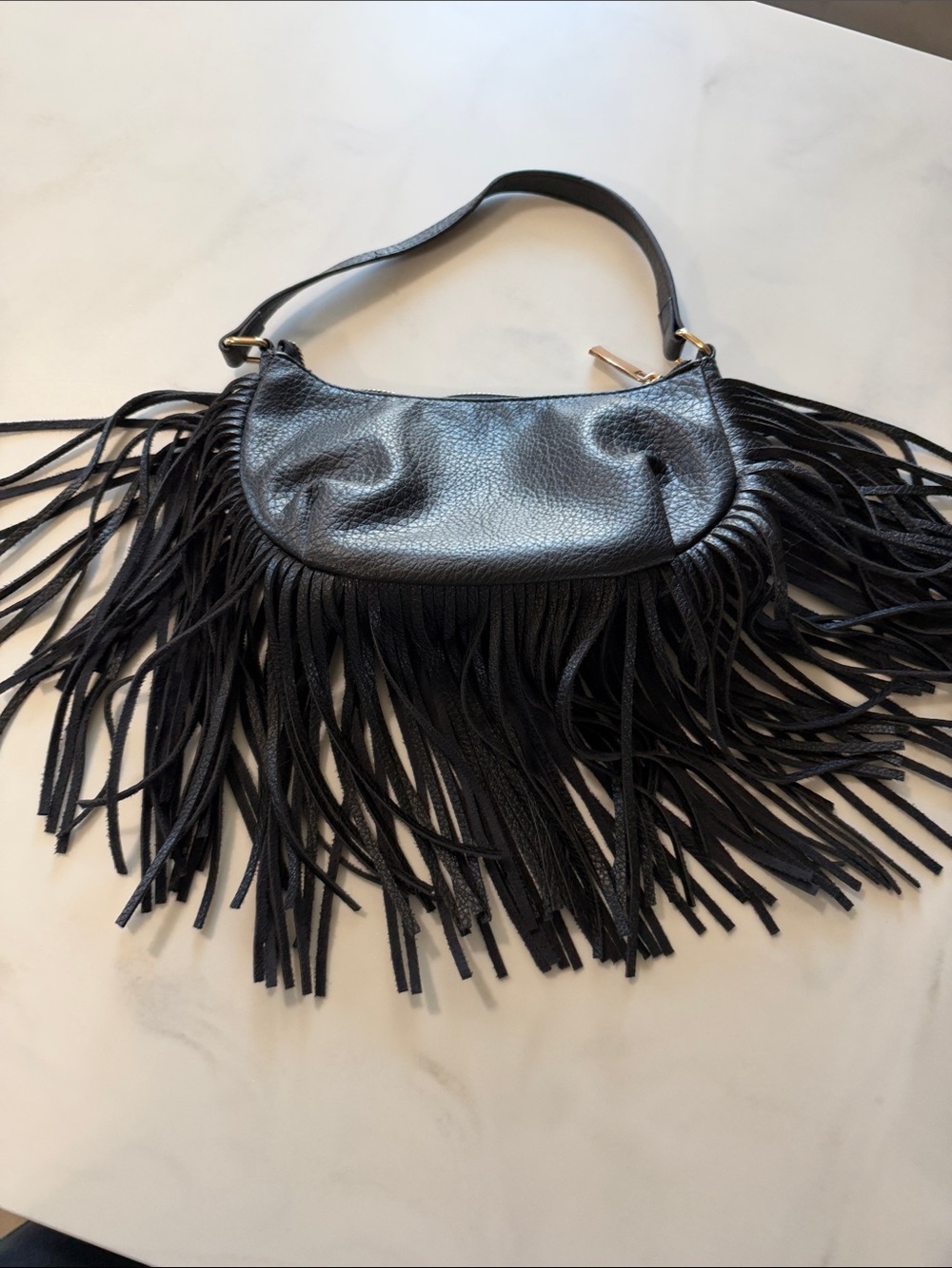 Source Unknown Black Fringe Shoulder Bag
